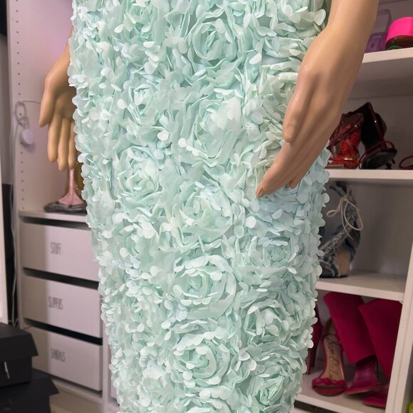 ASOS Luxe 3D Mint Backless Floral Midi Dress (+ Bow) - Picture 8 of 8